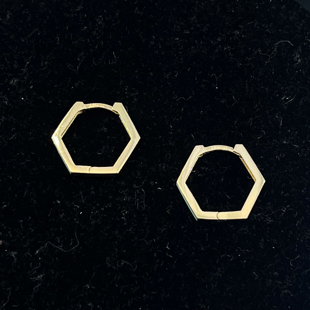 Turquoise Hexagon Huggies