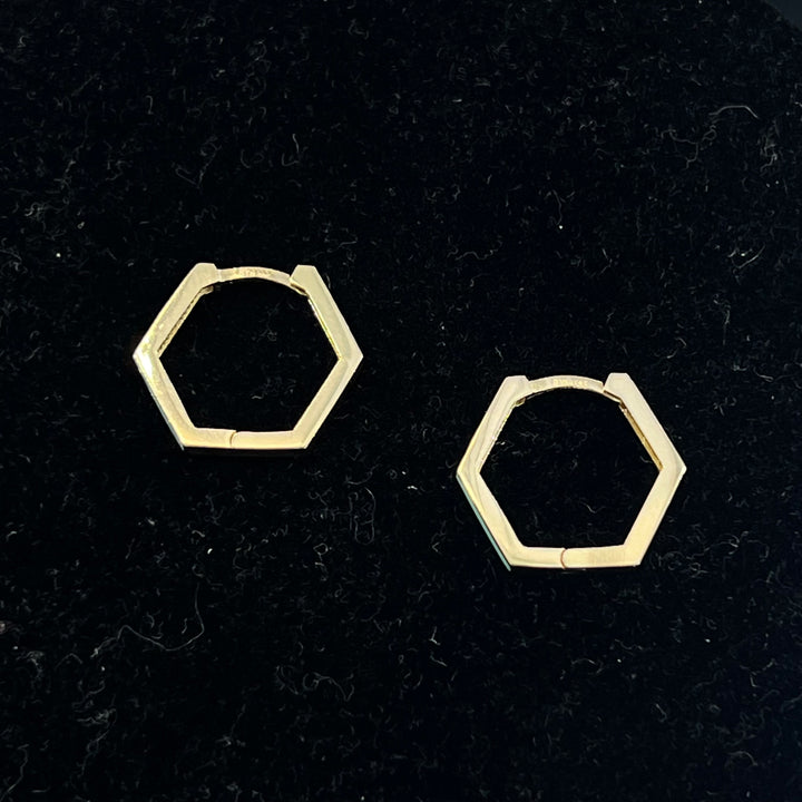 Turquoise Hexagon Huggies