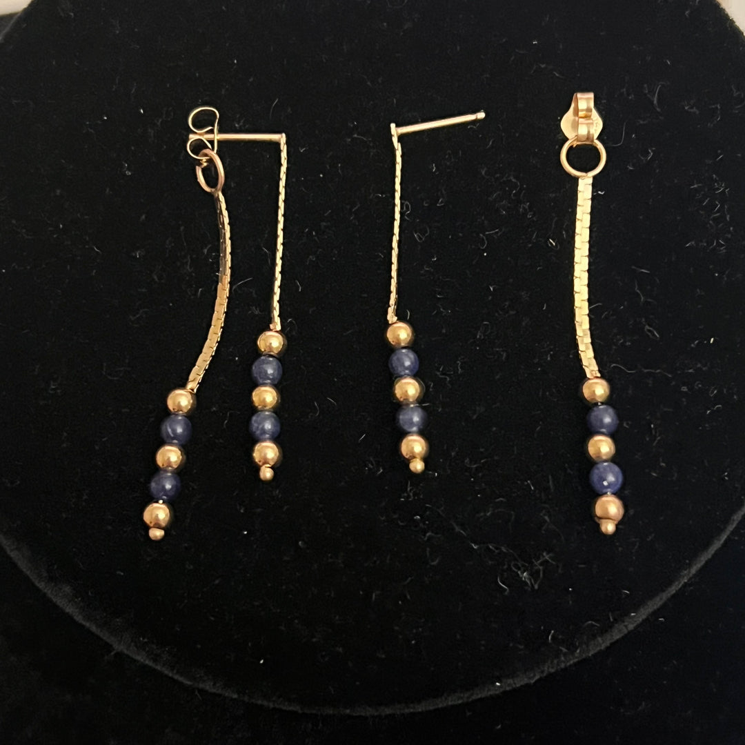 Vintage Herringbone Bead Dangle Studs