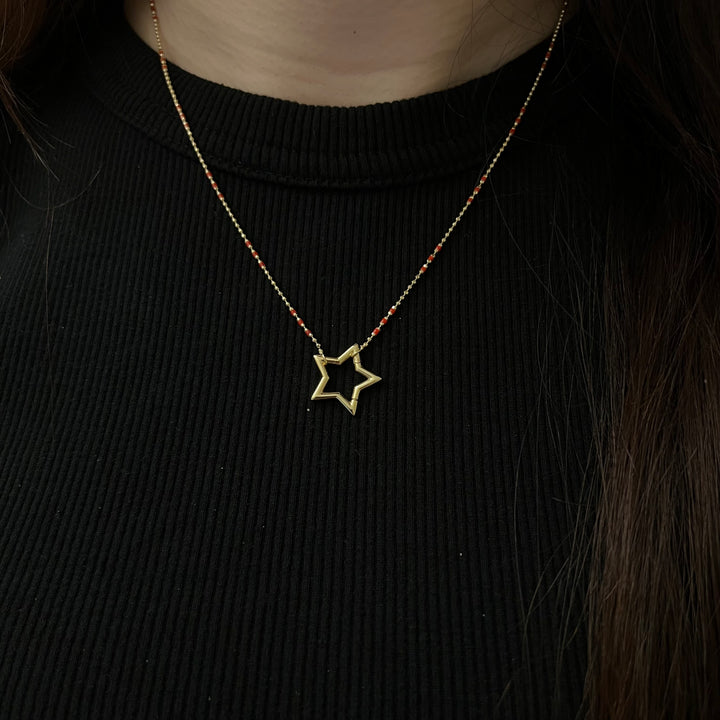 Star Charm Holder Necklace (Red)