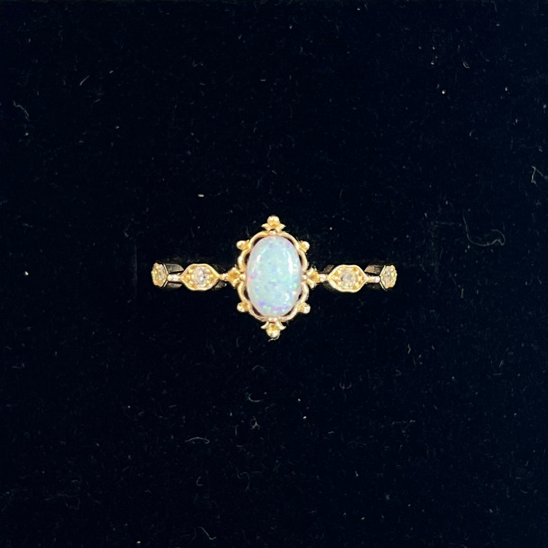 Princess Opal Solitaire Ring (CZ)