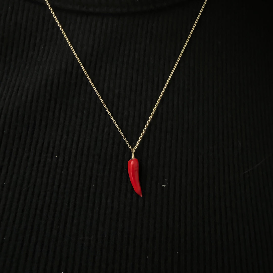 Red Enamel Chili Pepper Necklace