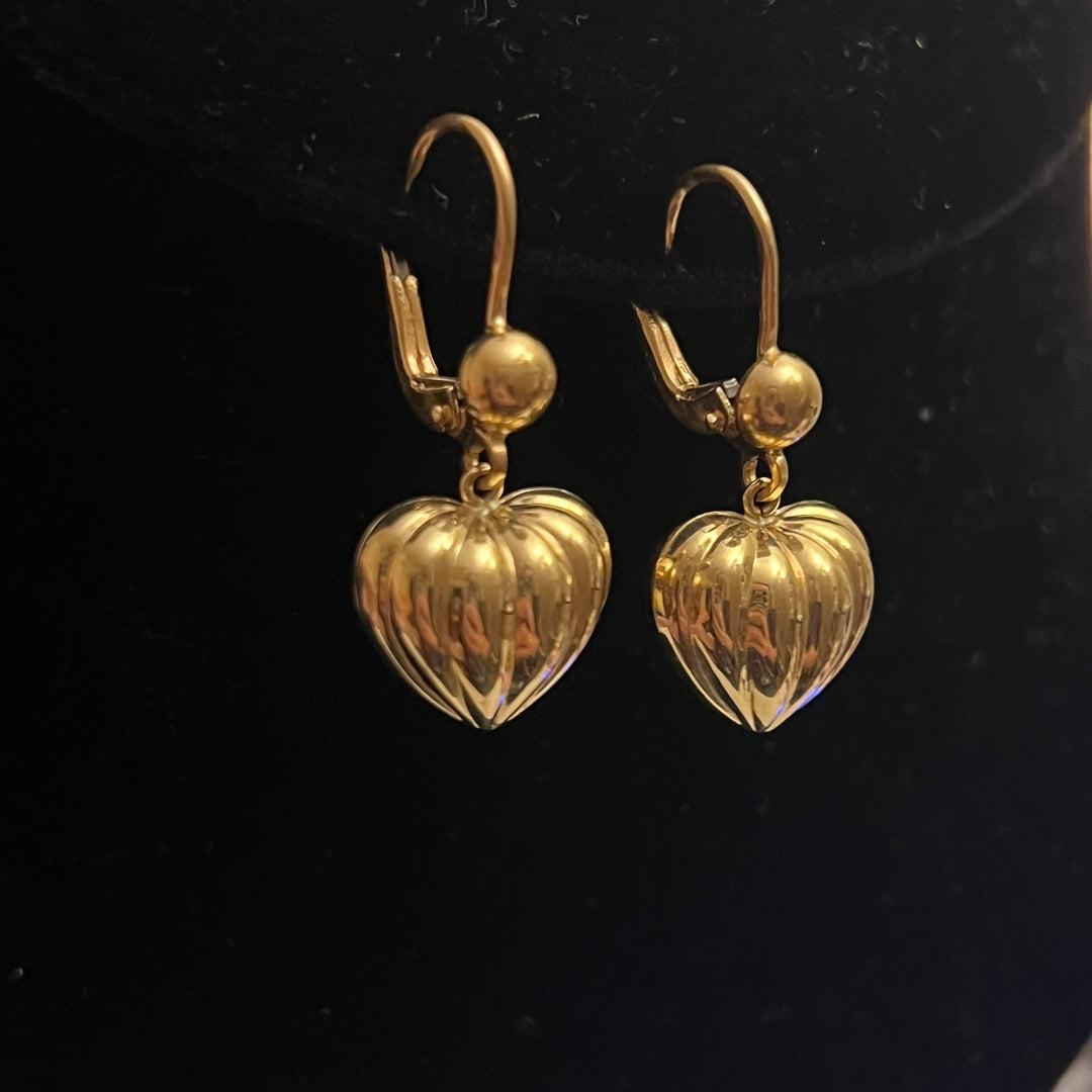 Heart Dangle Leverback Earrings