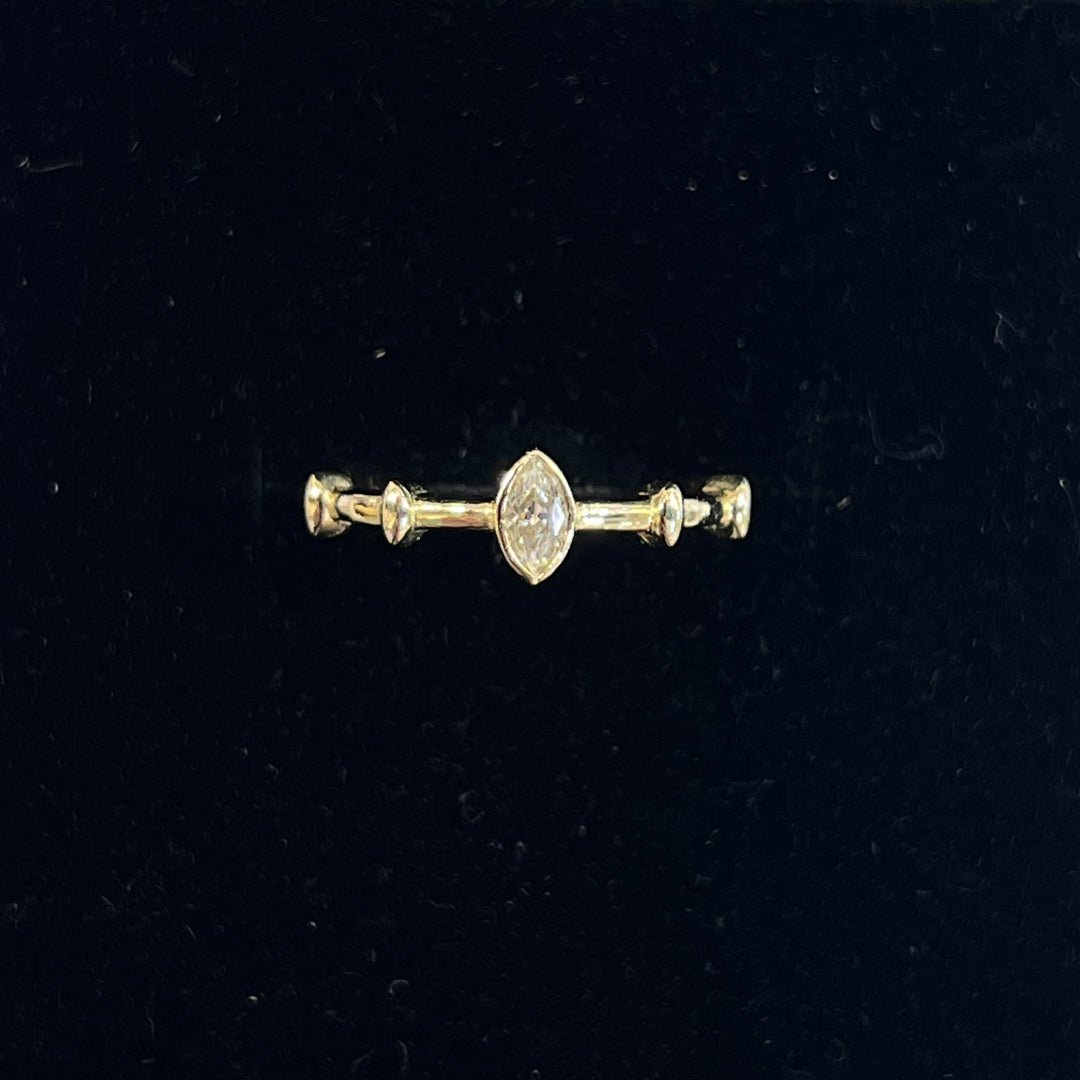 Marquise Bezel Stationary Stacking Ring (CZ)