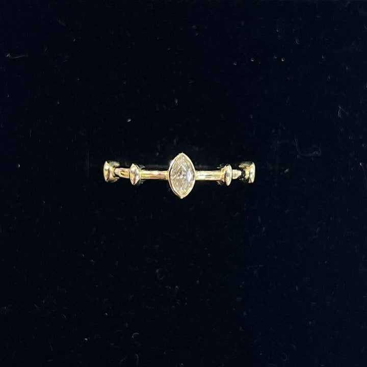 Marquise Bezel Stationary Stacking Ring (CZ)