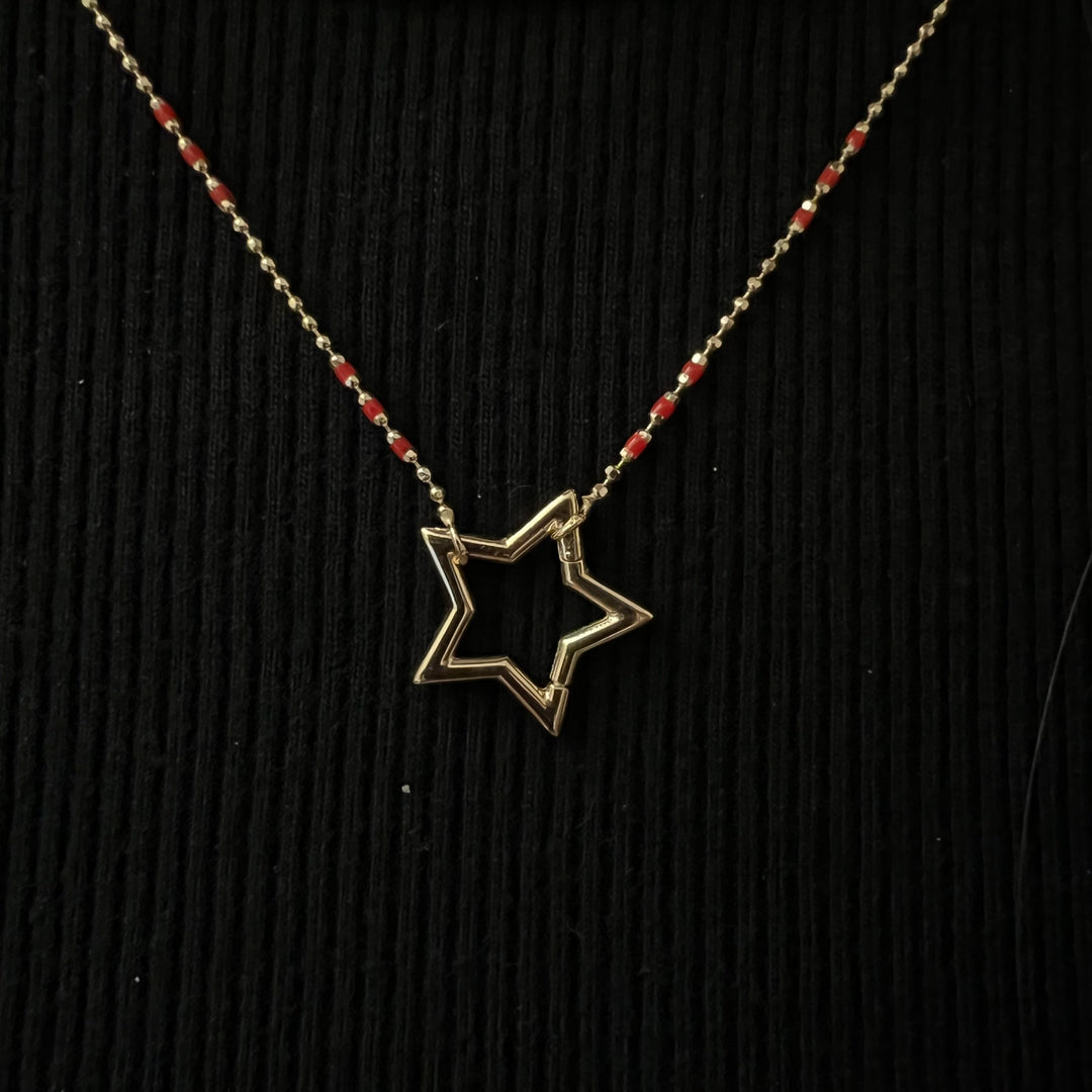 Star Charm Holder Necklace (Red)