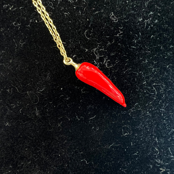 Red Enamel Chili Pepper Necklace