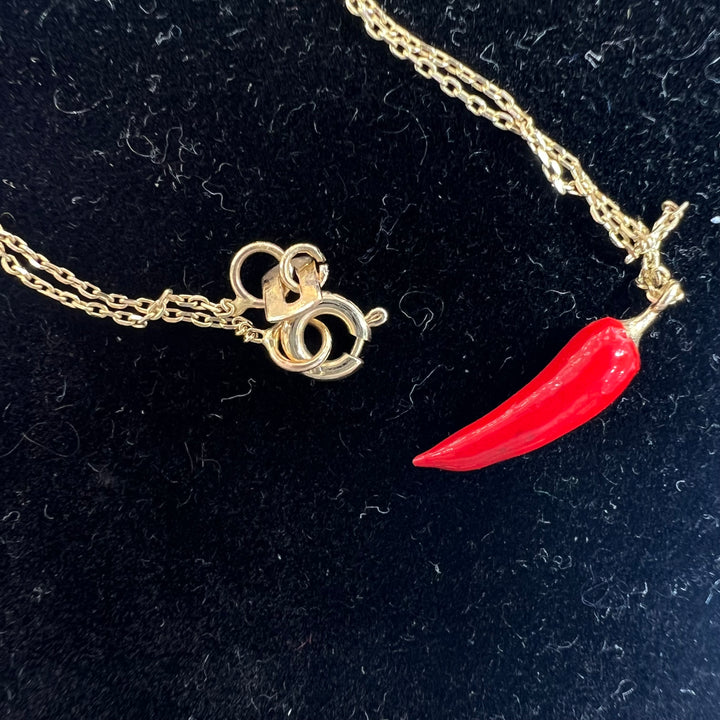 Red Enamel Chili Pepper Necklace