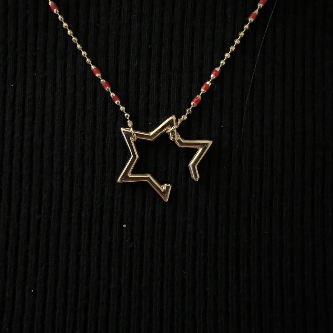 Star Charm Holder Necklace (Red)