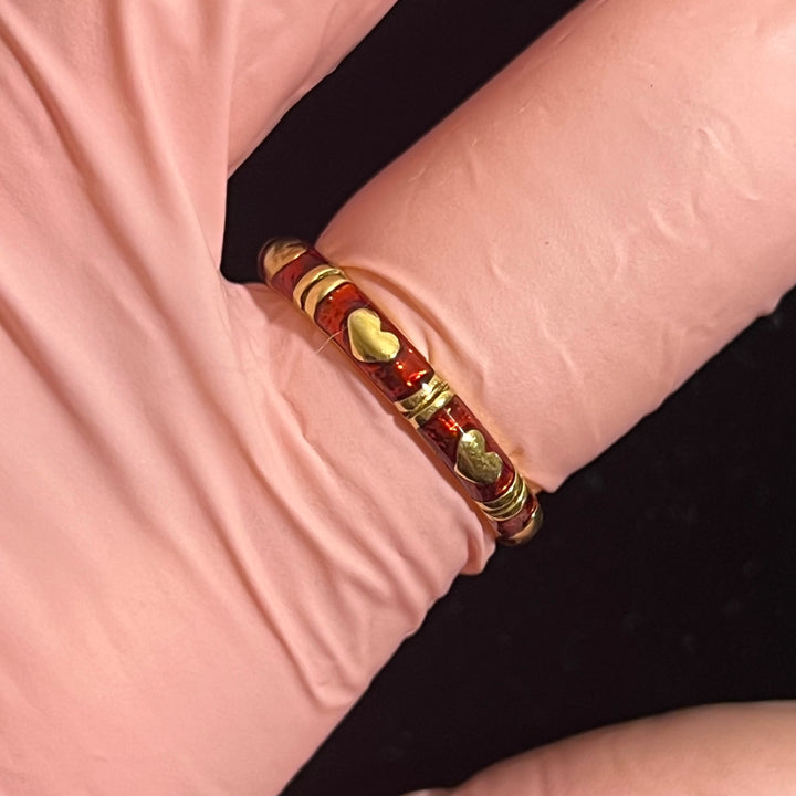 18k Red Enamel Heart Ring