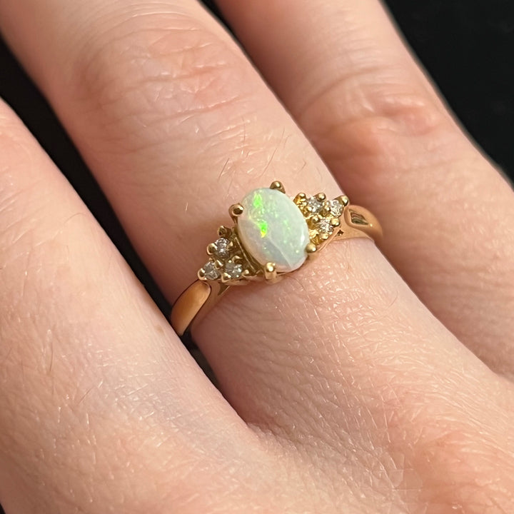 Fire Opal Solitaire Ring