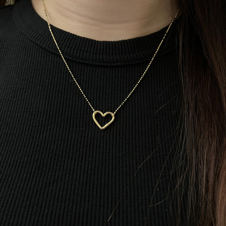 Heart Charm Holder Necklace (Black)