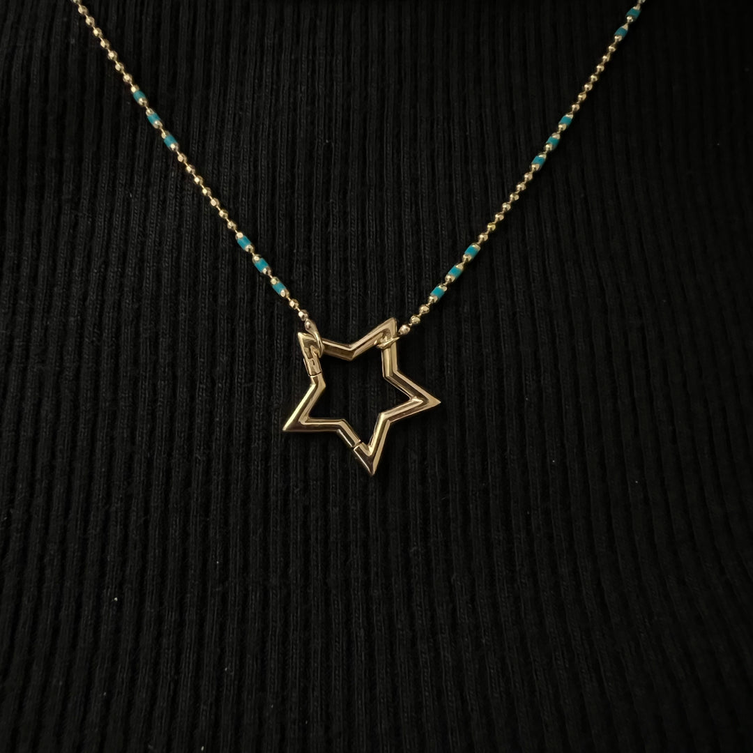 Star Charm Holder Necklace (Blue)