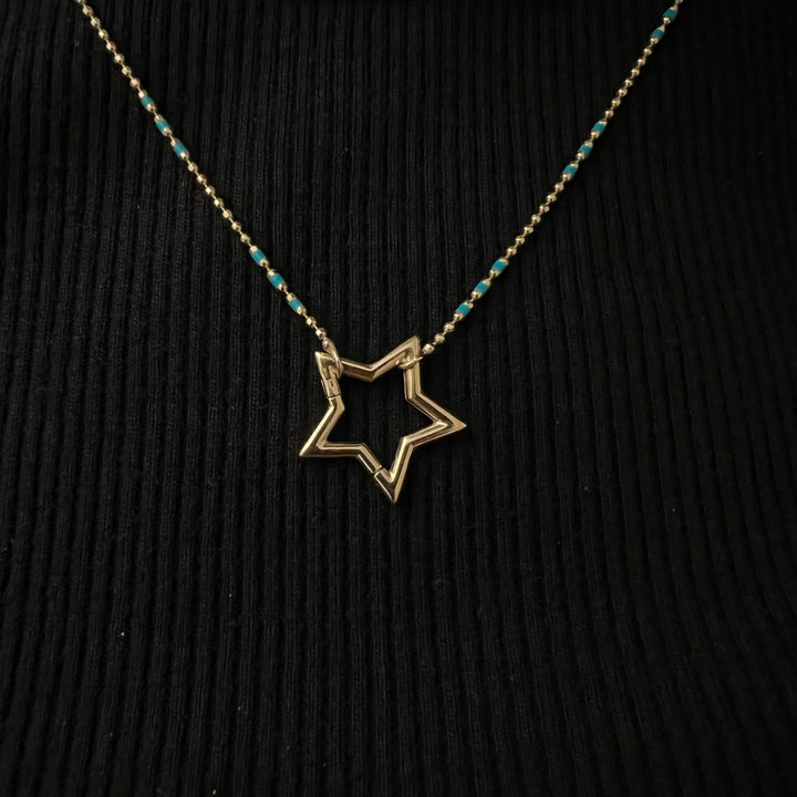 Star Charm Holder Necklace (Blue)