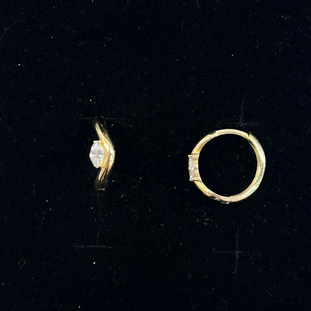 Small Wave Marquise Huggies (CZ)
