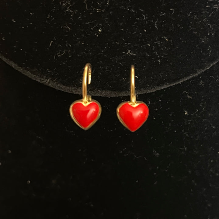 Red Heart Leverback Earrings