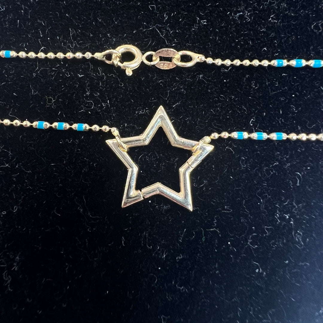 Star Charm Holder Necklace (Blue)