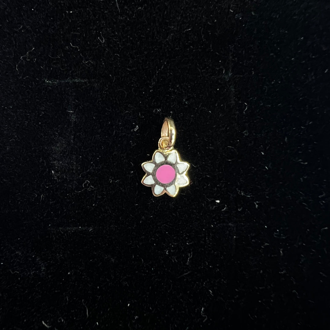 Mini Pink and White Flower Charm
