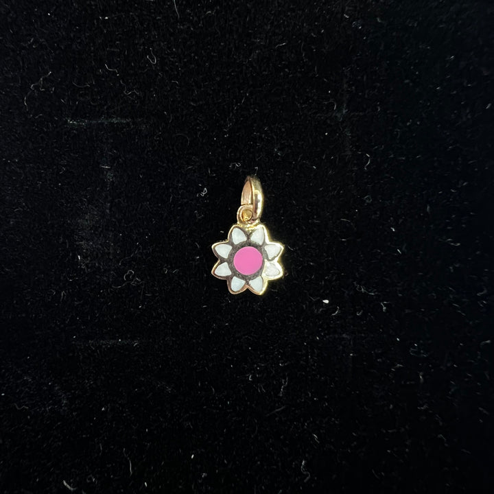 Mini Pink and White Flower Charm