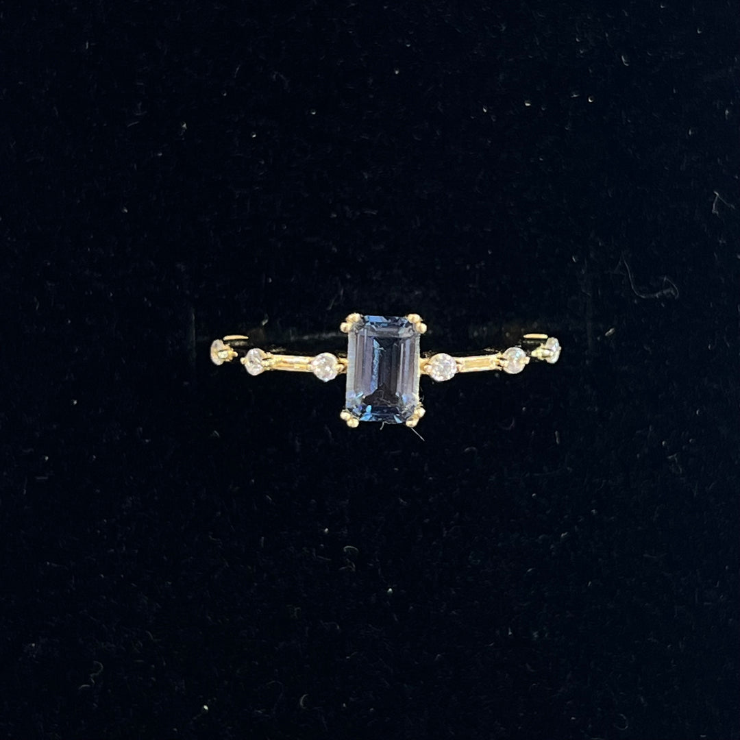 Dainty Emerald Cut Solitaire Ring (CZ)