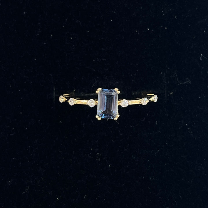 Dainty Emerald Cut Solitaire Ring (CZ)