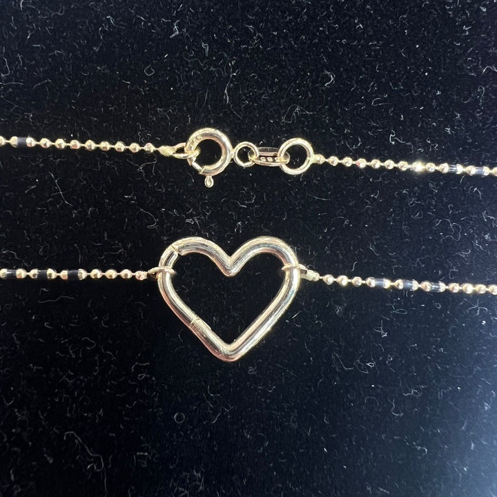 Heart Charm Holder Necklace (Black)