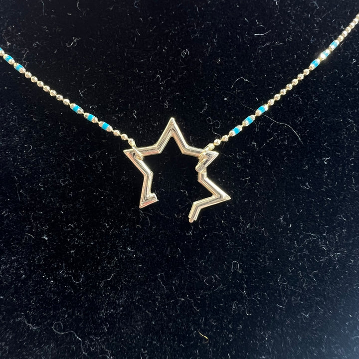 Star Charm Holder Necklace (Blue)