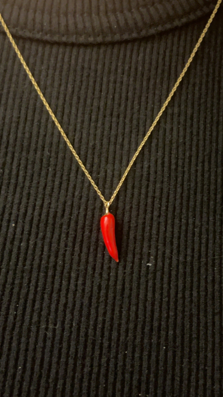 Red Enamel Chili Pepper Necklace