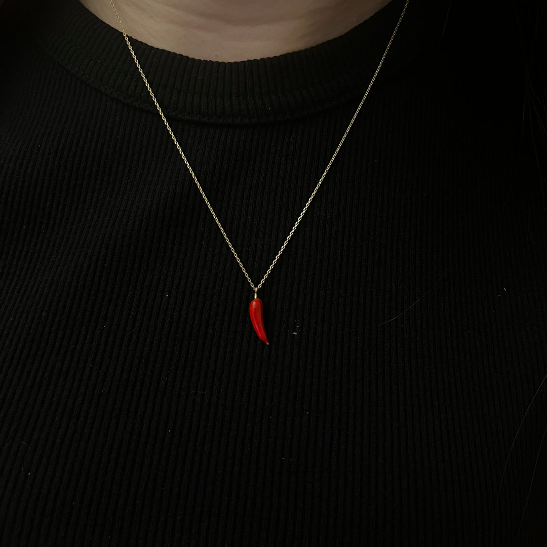 Red Enamel Chili Pepper Necklace