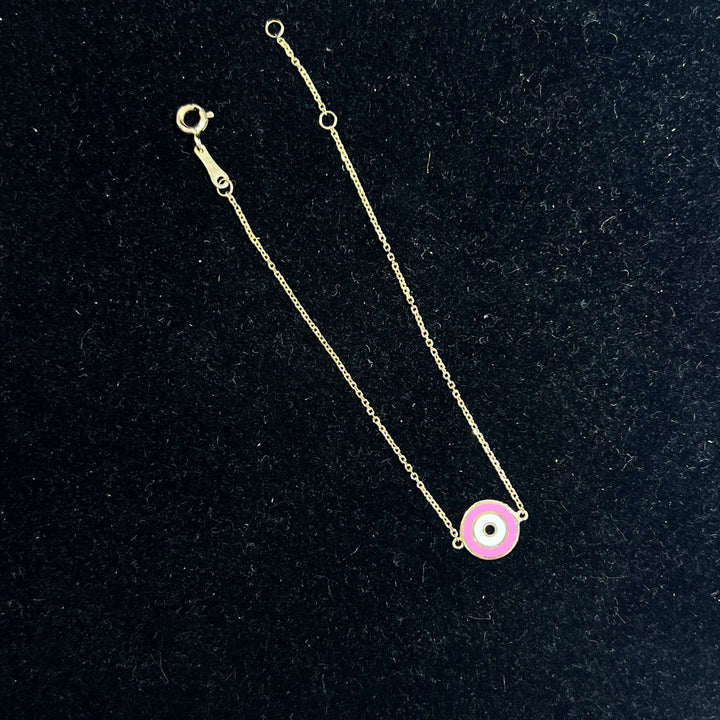 Pink Enamel Evil Eye Bracelet