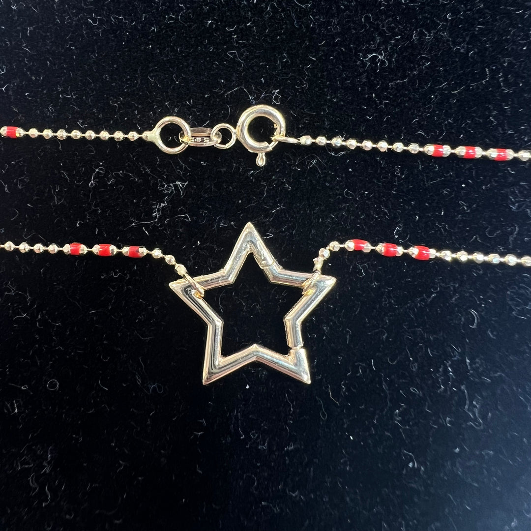 Star Charm Holder Necklace (Red)