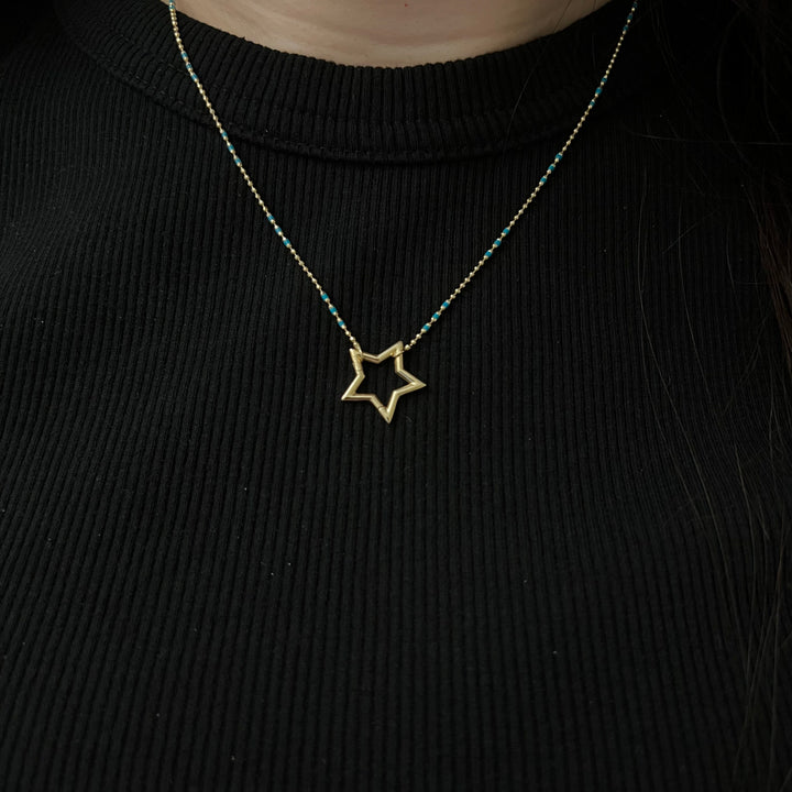 Star Charm Holder Necklace (Blue)