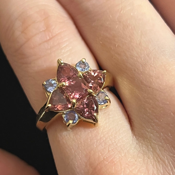 Pink Tourmaline & Tanzanite Flower Ring