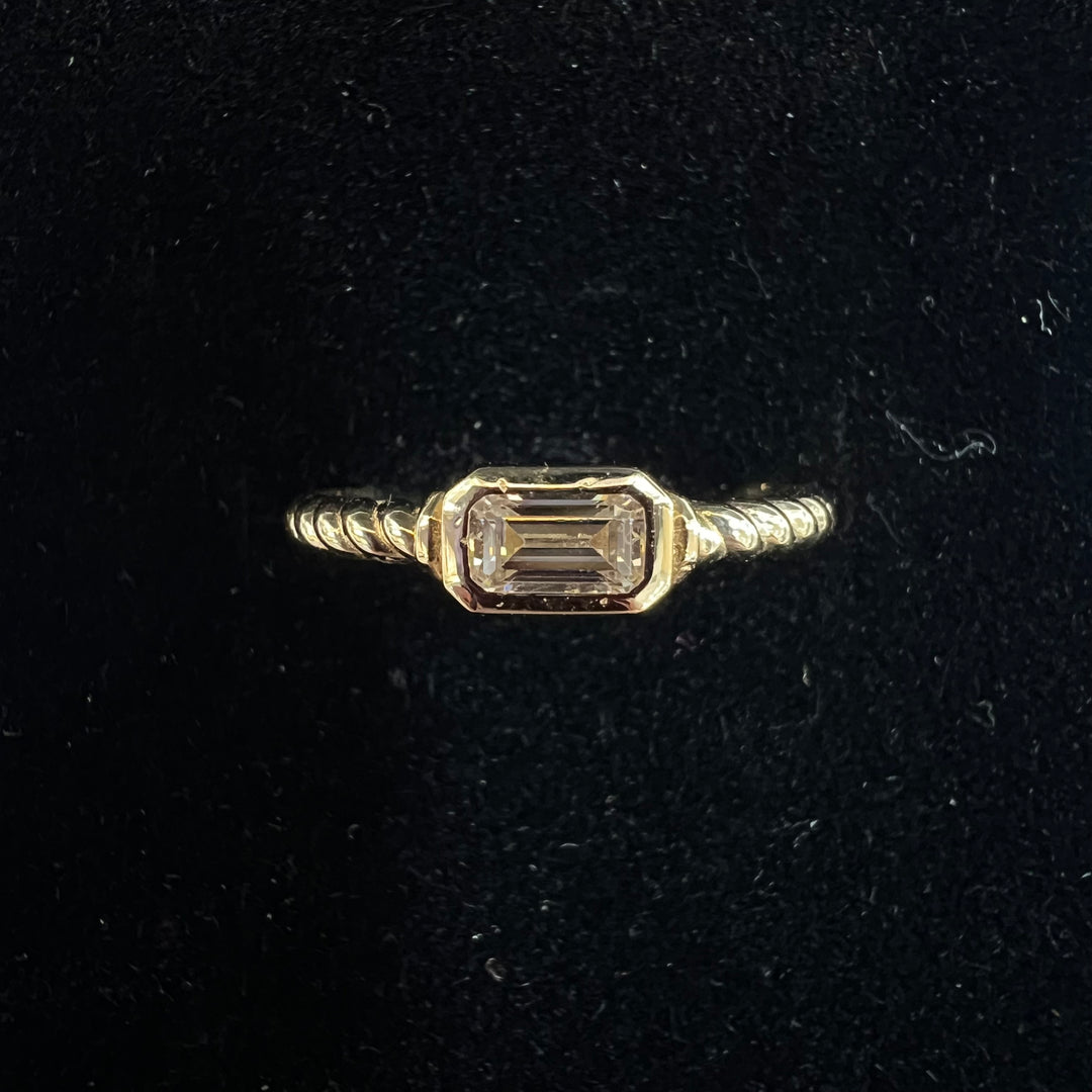 Elongated Cushion Bezel Twist Ring (CZ)