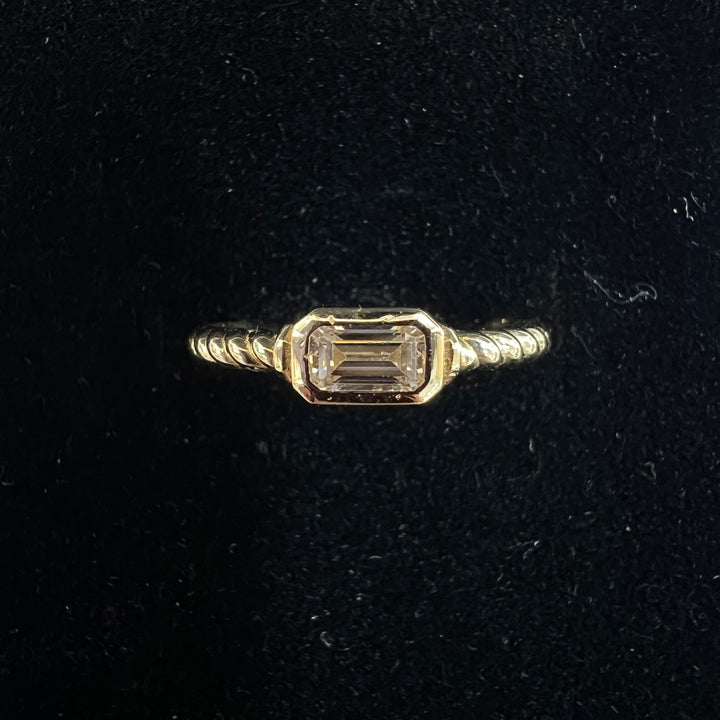 Elongated Cushion Bezel Twist Ring (CZ)
