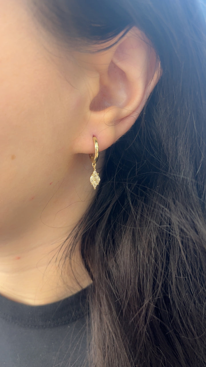 Small Marquise Drop Huggies (CZ)