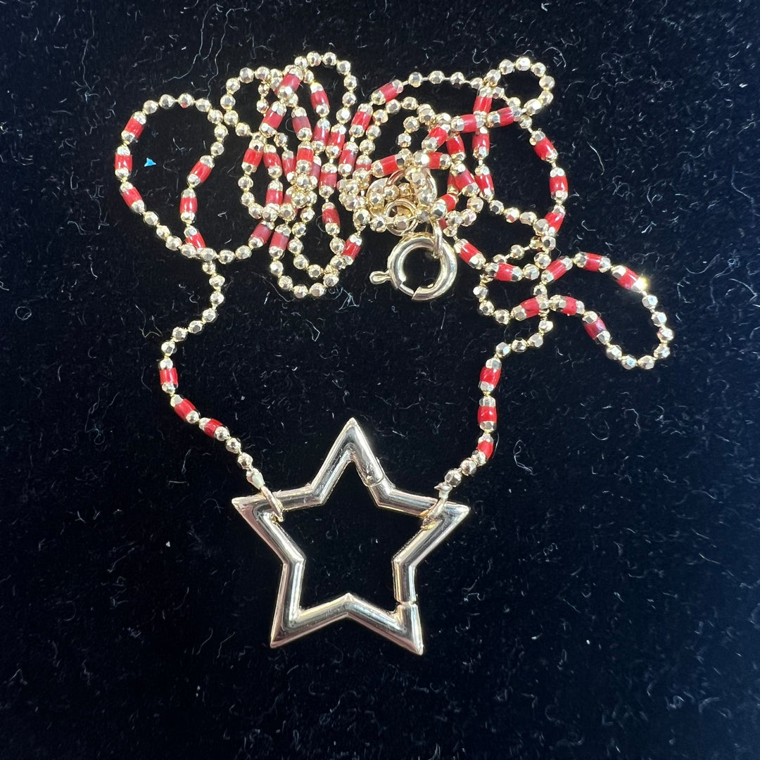 Star Charm Holder Necklace (Red)