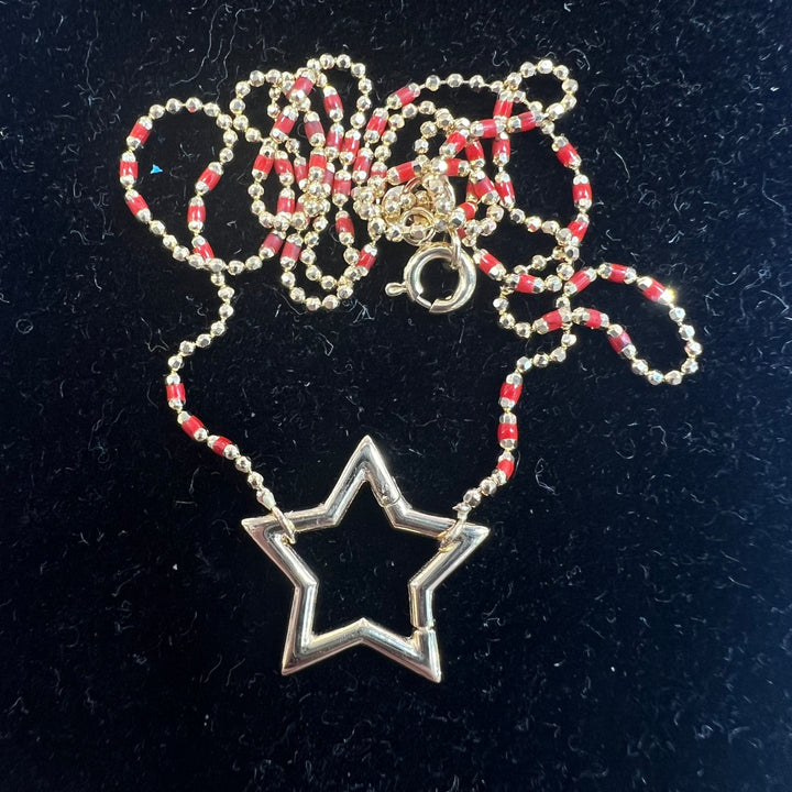 Star Charm Holder Necklace (Red)