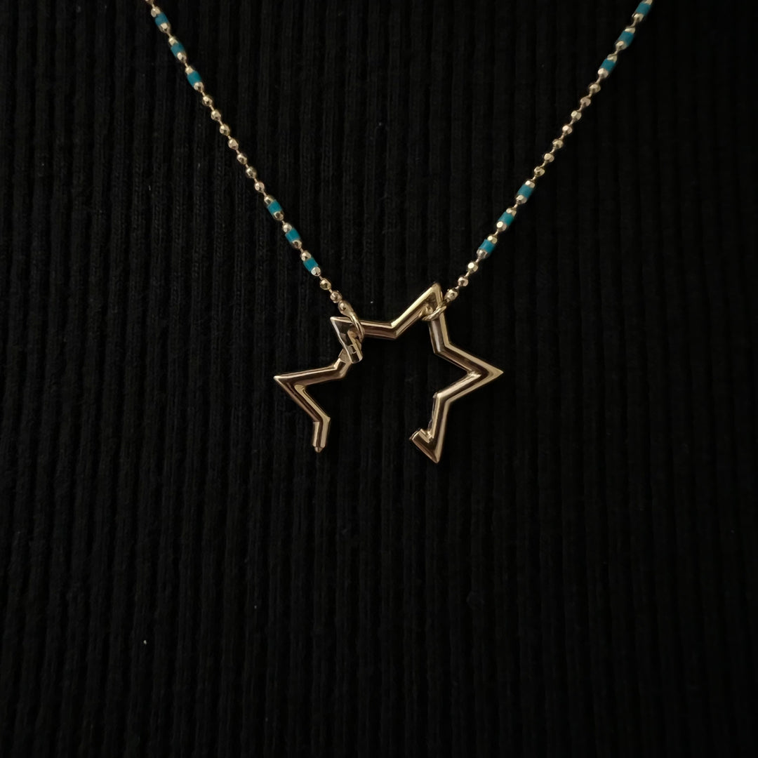 Star Charm Holder Necklace (Blue)