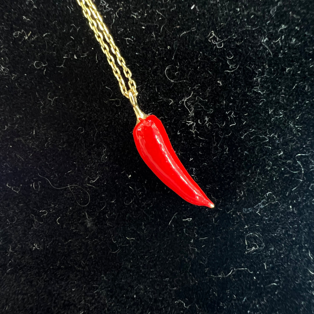 Red Enamel Chili Pepper Necklace