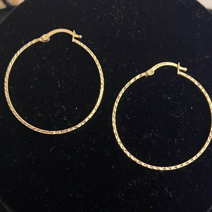 Square Sparkle Thin Hoops