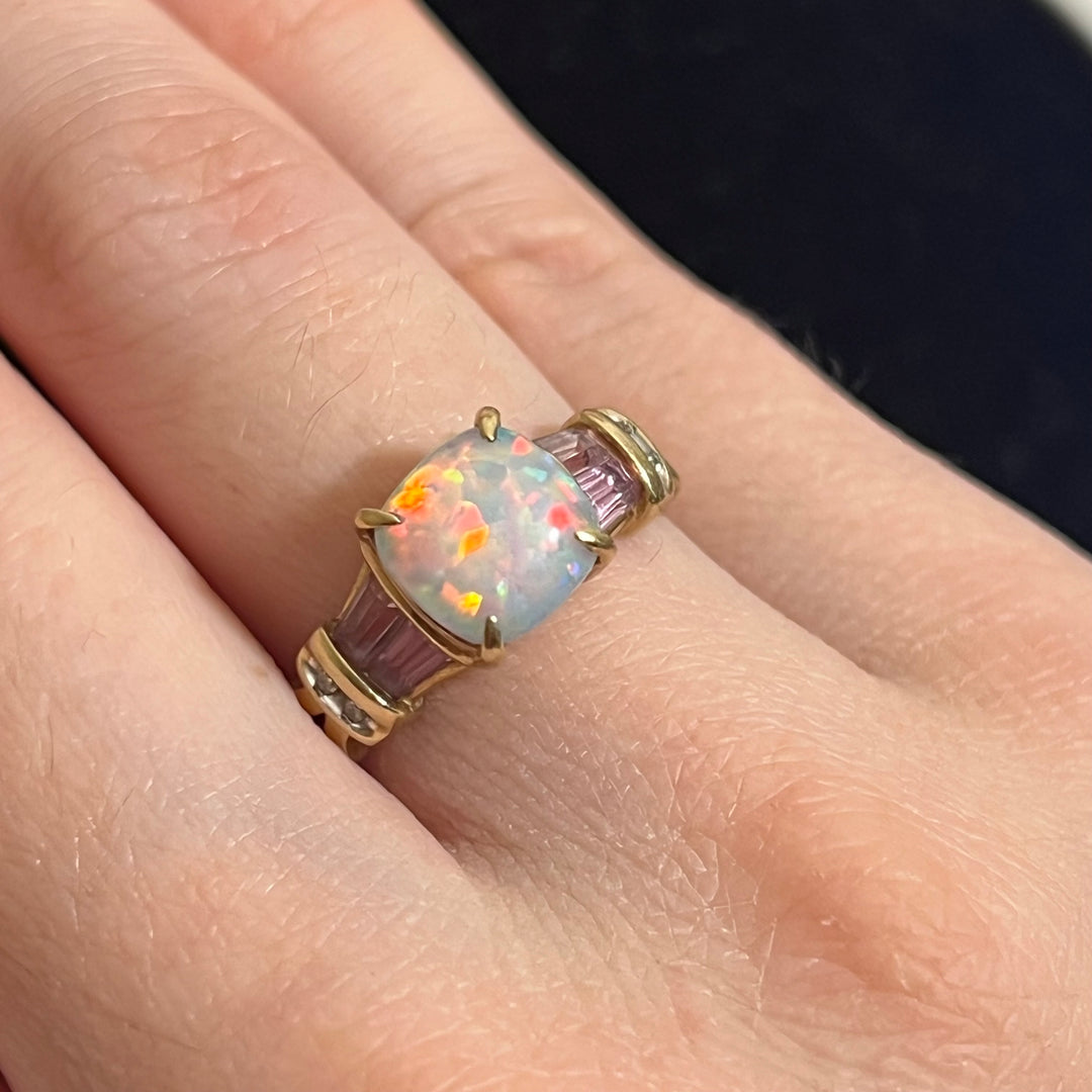 10k Fire Opal Princess Ring