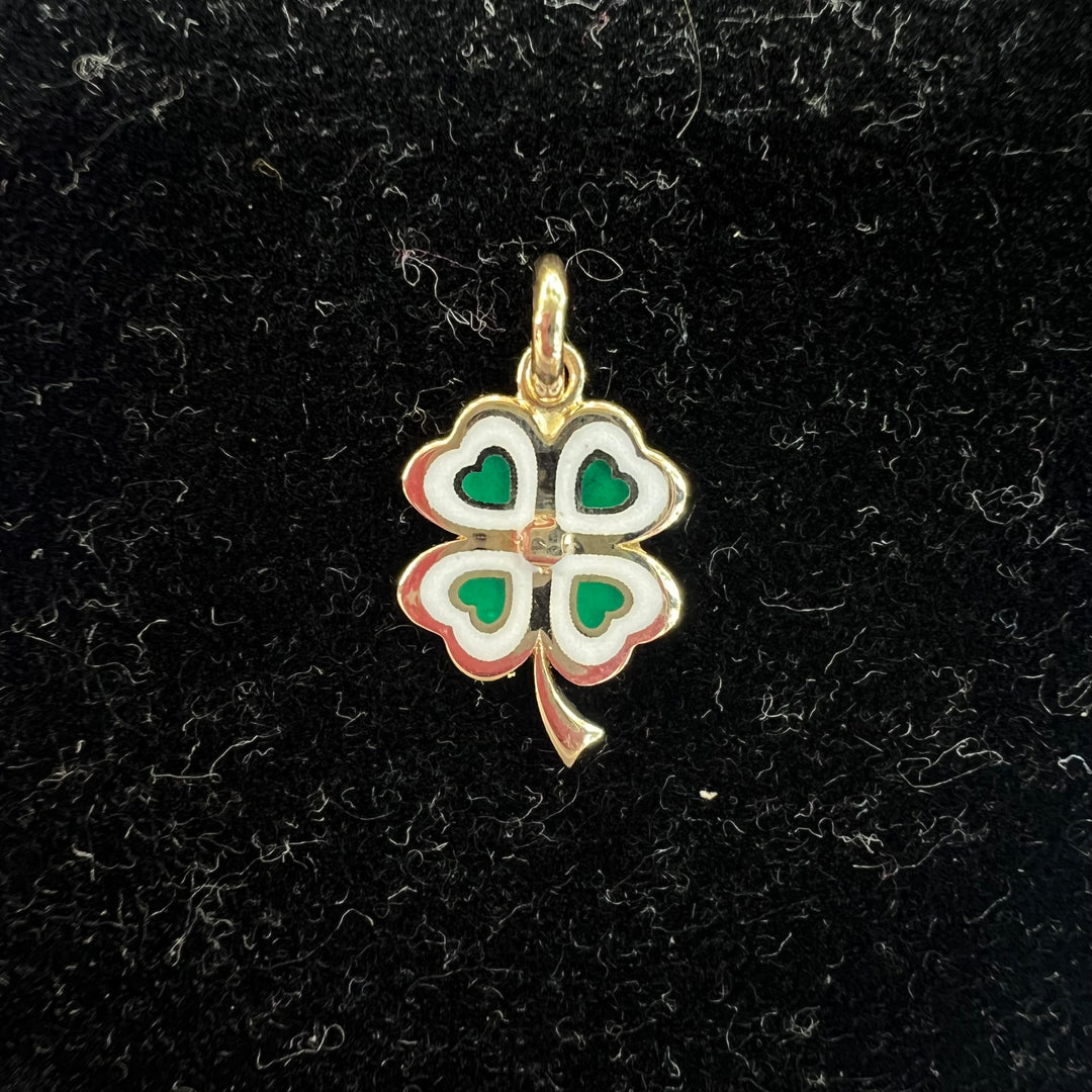 Green and White Leaf Clover Charm