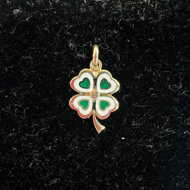 Green and White Leaf Clover Charm