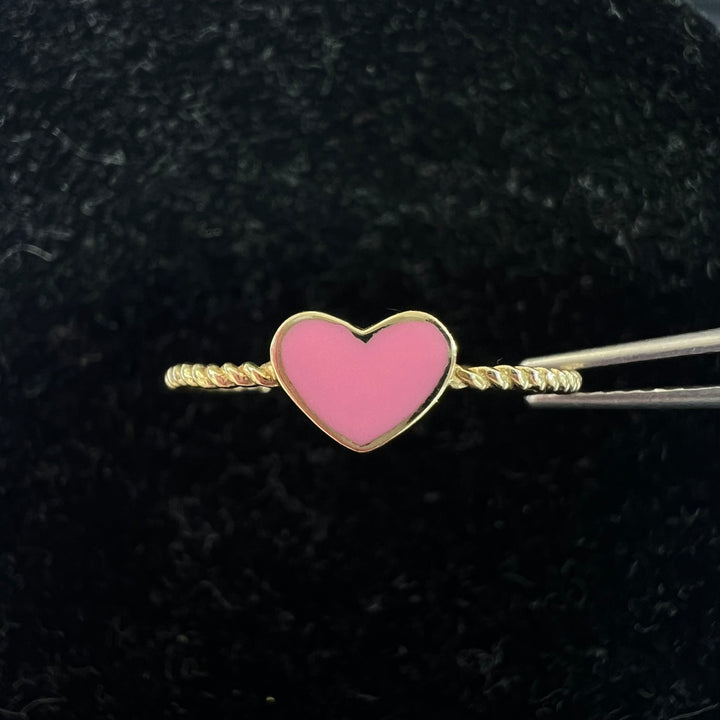 Dainty Pink Heart Twist Ring