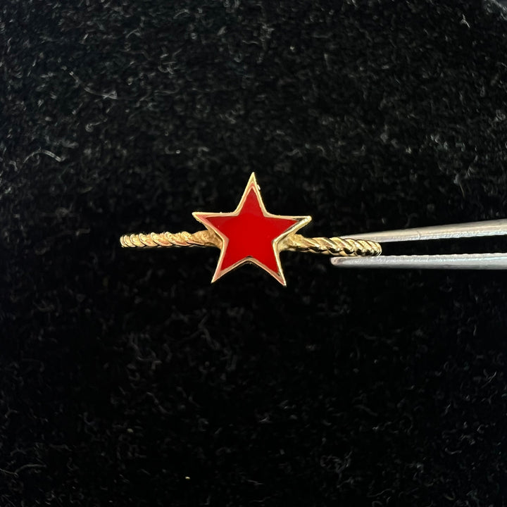 Dainty Red Star Twist Ring
