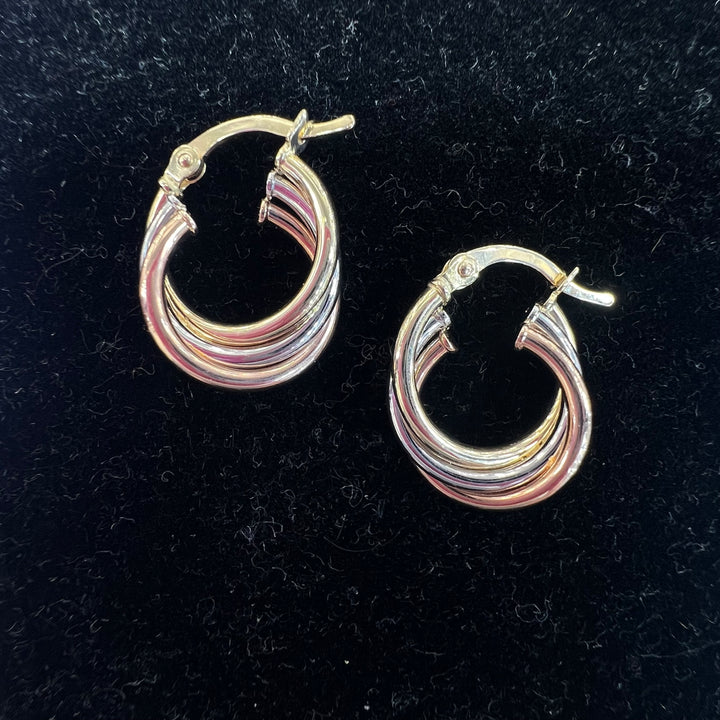 Small Tri-color Twist Hoops