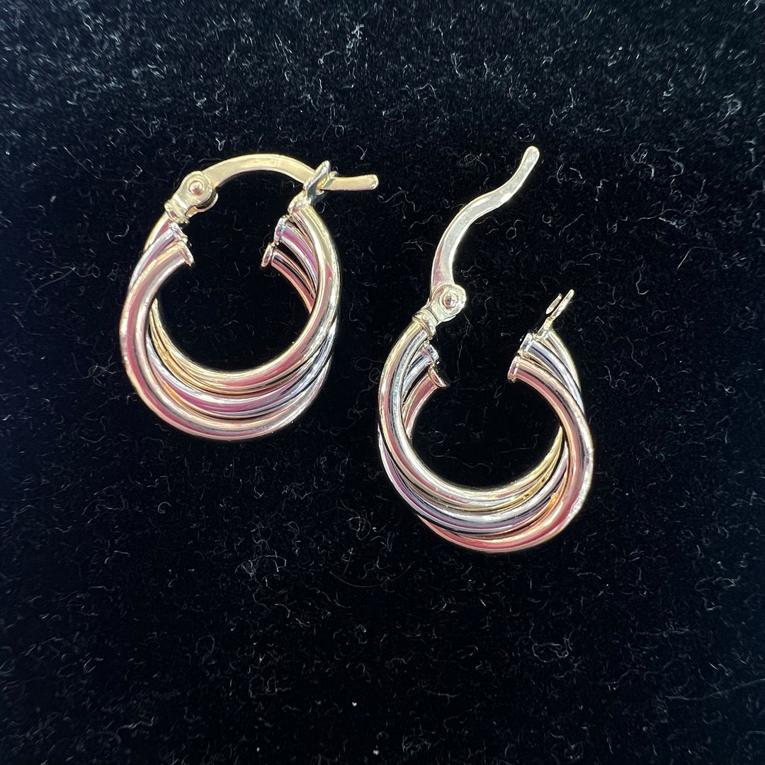 Small Tri-color Twist Hoops