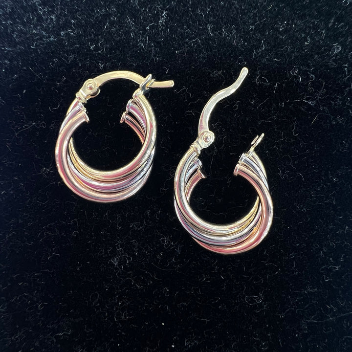 Small Tri-color Twist Hoops