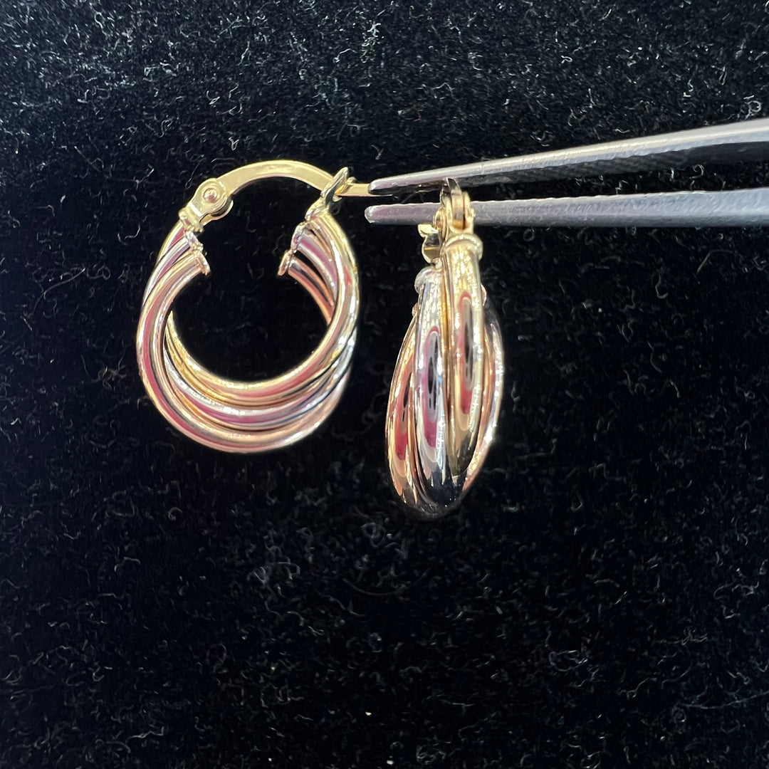 Small Tri-color Twist Hoops